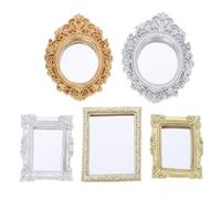 ifundom Set 5 Specchi D’epoca in Miniatura per Casa delle Bambole, Specchi Vintage da Parete Piccoli in Resina, Decorazioni per Mobili in Miniatura per Gioco e Collezione