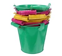 ifundom Set 6 Giocattoli Secchiello da Spiaggia in Ferro 125X11X9 CM Manico in Legno per Piccoli Gioco da Spiaggia e Sabbiera per Asilo Stimola Creatività e Colore Colore Casuale