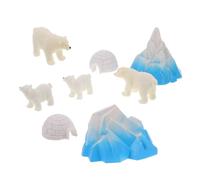ifundom Set 8 Pezzi Sculture in Resina Artica Mini Figure di Orsi Polari e Igloo Decorativi Statua Paesaggistica in Resina per Villaggio Natalizio e Giochi Educativi per