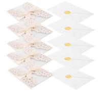 ifundom Set da 5 Inviti di Nozze Bianchi Ritaglio Laser Pizzo e Farfalla Biglietti D’Invito Formali Nastro Decorativo e Buste Abbinate per Matrimoni Feste di Fidanzamento e Anniversari