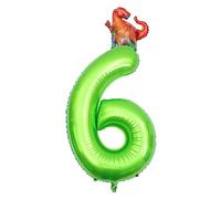 ifundom Set Di Palloncini in Alluminio Con Numero 6 E Dinosauri Verdi Da 40 Pollici Per Feste Di Compleanno