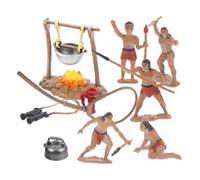ifundom Set Giocattoli da Campeggio in Plastica Statuette Uomo Primitivo Miniatura, Decorazione Micro-paesaggistica per Artigianato Bonsai, Kit Simulazione Outdoor per Gioco Educativo