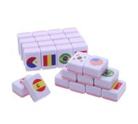 ifundom Set Mahjong 64 Pezzi Bandiera Nazionale in Melamina, Gioco da Tavolo Portatile e Didattico, per Riunioni Familiari e Feste, Adatto a Tutte le Età