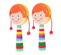 ifundom Sonaglio in Legno per Ragazzo Ragazza 2 Pezzi Stampa a Cartoni Animati, Piccolo Portatile a Mano, Gioco Musicale lo Sviluppo Uditivo la Flessibilità delle Dita