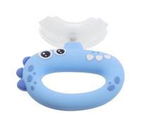 ifundom Spazzolino da Denti a Forma di U in Silicone Alimentare, Spazzolino Manuale 360° Extra Morbido Design Dinosauro per Neonati 0-3 Anni, Pulizia Completa e Gengive Sensibili