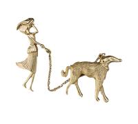 ifundom Spilla in Lega da Donna Design Donna che Porta a Spasso Cane Spilla da Petto Decorativa per Maglioni Camicie e Giacche Accessorio Brillante per Uso Quotidiano e Occasioni