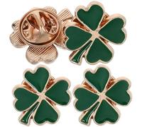 ifundom Spille da Bavero Trifoglio Smaltate 4 Pezzi, Accessori Decorativi Vintage per Donna per San Patrizio, Spilla Portafortuna Elegante per Abbigliamento e Anniversario
