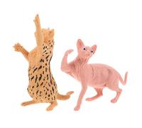 ifundom Statuette di Gatti Realistiche in Plastica 2 Pezzi Modelli senza Pelo e Leopardo Ornamenti Decorativi per Casa e Scrivania Piccole Statuette di Animali per Ambienti Interni