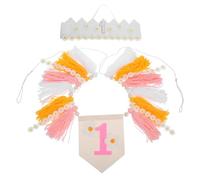 ifundom Striscione di Buon Primo Compleanno Tema Margherita Decorativo con Ciondoli per Feste di Compleanno Riutilizzabile in Stoffa e Feltro per Decorazioni da Tavolo e Oggetti di Scena