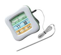 ifundom Termometro Digitale Sonda per Cucina e Barbecue, Touchscreen Colorato, Acciaio Inossidabile e Plastico, Timer Integrato per Rilevazione Precisa della Temperatura