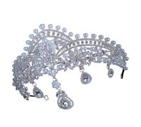 ifundom Tiara da Sposa Lavorazione Fine e Design Semplice con Pietre Brillanti e Perline in Lega di Zinco Argento Accessorio Chioma Elegante per Occasioni Speciali