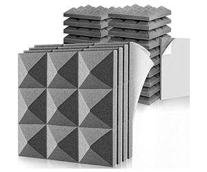 iFutniew 24 pannelli fonoassorbenti in schiuma, autoadesivi, a prova di rumore, per musica, studio, ecc., 5 x 30 x 30 cm