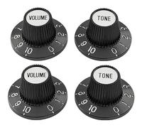 iFutniew 4 manopole per cappello da strega, manopole per cappello a cilindro, manopole di controllo del volume del tono in plastica bianca e nera, accessori per strumenti musicali per chitarra