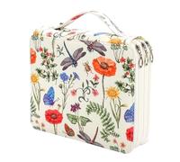 iFutniew Astuccio colorato con chiusura a cerniera, in poliestere, organizer per penne e matite, per studenti o artisti, facile da installare, facile da usare, B, Libellula Bianca