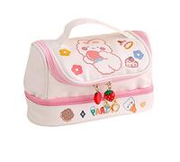 iFutniew Astuccio Kawaii portapenne a 2 strati ad alta capacità astuccio per matite scuola cancelleria regalo ragazza astuccio bianco + rosa, Bianco e rosa.