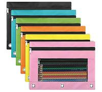 iFutniew Astuccio per raccoglitori a 3 anelli, astuccio con cerniera, astuccio con doppia tasca e finestra in rete, confezione da 6 pezzi, 6 colori, Multicolore