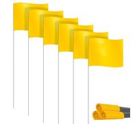 iFutniew Bandiere di marcatura per prato, confezione da 30 pezzi, piccole bandiere in PVC, bandiere per marcatura prato, bandiere da giardino, bandiere per indagini, facili da usare, giallo