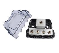 iFutniew Blocco di distribuzione dell'alimentazione a 4 vie 1 x 0/2/4 Gauge in/4 x 4/8 Gauge Out Ground Distributore Block per amplificatore audio auto