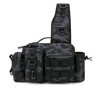 iFutniew Borsa a tracolla multifunzione per attrezzatura da pesca, borsa a tracolla per attrezzatura da pesca, impermeabile, borsa da pesca -C, Blu mimetico.