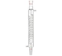 iFutniew Condensatore in vetro borosilicato con raccordo 24/40, lunghezza giacca da 300 mm, tubo condensatore a serpentina, facile da installare