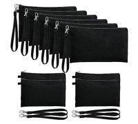 iFutniew Confezione da 10 sacchetti per cosmetici a sublimazione con cinturino per fai da te, con cerniera, colore bianco, 20 x 13 cm, Nero