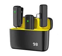 iFutniew Mini microfono nero per Android con custodia di ricarica, Plug and Play, sincronizzazione automatica, cancellazione del rumore