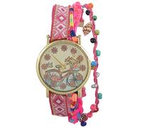 iFutniew Orologio da polso analogico al quarzo, da donna, con cinturino in tela, Rosa rosso, Cinturino