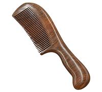 iFutniew Pettine a denti larghi in legno di sandalo per capelli ricci portatile a denti grossolani pettine in legno strumento di massaggio dei capelli fine