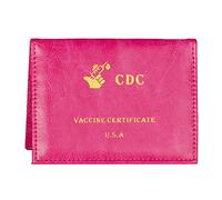 iFutniew Porta carte 3 x 4 per carta di vaccinazione CDC, porta carte di vaccino per proteggere certificato di vaccino CDC, vaccino CDC, colore rosso rosa