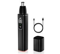 iFutniew Rasoio per peli del naso da uomo ricaricabile tramite USB per orecchie e naso con display LCD Strumento di taglio professionale facile da usare -A