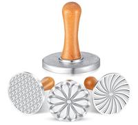 iFutniew Set di 3 stampi per biscotti in metallo con manico in legno, per cottura fai da te, torte, pasticceria, stampa per biscotti, lavorazione fine