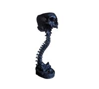 iFutniew Set di fioriere e supporto per colonna vertebrale in resina, vaso con teschi in poliresina, decorazione per Halloween, retrò, testa di teschio umano, fiore riutilizzabile nero
