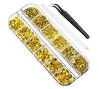 iFutniew Strass rotondi con retro piatto, con pinzette e pennino, per nail art fai da te, colore: giallo limone