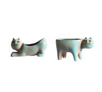 iFutniew Vaso per piante grasse a forma di gatto, in ceramica, facile da usare, 2 pezzi