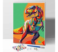 ifymei Dipingere con i Numeri per Bambini e Adulti Principianti, Kit Regalo da Disegno per Bambini e Bambine, Gioco Creativo per Bambini 6+ Anni - 30x40 cm - Con Telaio - - Dinosauri Colorati