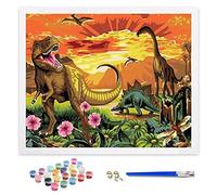 ifymei Dipingere con i Numeri per Bambini e Adulti Principianti, Kit Regalo da Disegno per Bambini e Bambine, Gioco Creativo per Bambini 6+ Anni - 40x50 cm - Senza Cornice - Dinosauri