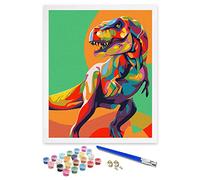 ifymei Dipingere con i Numeri per Bambini e Adulti Principianti, Kit Regalo da Disegno per Bambini e Bambine, Gioco Creativo per Bambini 6+ Anni - 40x50 cm - Senza Cornice - Dinosauri Colorati