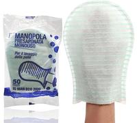 IG MAN ECO 2000 Manopole Saponate Monouso [50 PEZZI - PER ANZIANI], Guanti Saponati per Igiene Quotidiana, Manopole Monouso per Lavare Anziani, Guanto Presaponato Monouso Delicato sulla Pelle