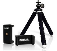 iGadgitz U3603-KIT Leggero Piccolo Flessibile Gommapiuma Mini Treppiede con Smartphone Supporto Staffa di Montaggio Adattatore per Fotocamera DSLR SLR