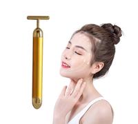 IGEAIIE 24k Golden Pulse massaggiatore facciale, rullo elettrico per viso a forma di T, per anti-invecchiamento, rassodamento e sollevamento della pelle, rullo Gua Sha in metallo per viso, collo,