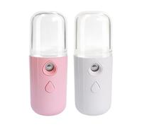 IGEAIIE Nano Face Mister, confezione da 2 mini nebulizzatori facciali da 30 ml, atomizzatore portatile ricaricabile tramite USB, per idratazione della pelle, trucco e viaggi (rosa, bianco)