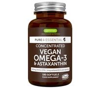 Omega 3 Vegan, Olio di Alghe & Astaxantina Antiossidante, 1344mg Omega 3, 180 Capsule, 400mg DHA & 200mg EPA,Ingredienti Puliti, Softgel Facili da Deglutire - Igennus