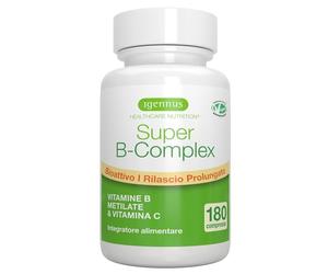Igennus Super B - Vitamina B Complex Metilato ad Alto Dosaggio, Spettro Completo Vitamine B con Metilfolato, B12 Meticobalamina e Vitamina C, 180 Compresse Vegane, Ingredienti Puri e Puliti