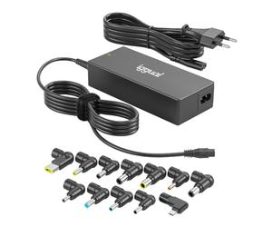 iggual Caricatore universale 90 W per computer portatile - 11 connettori DC +1 connettore USB-C intercambiabili, selezione automatica di tensione, compatibile con HP, DELL, Lenovo, ASUS, Acer, ecc