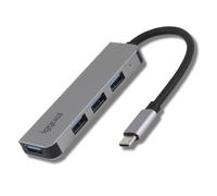 iggual Hub USB-C con 4 porte USB 3.0, adattatore USB C con 4 porte, indicatore LED blu e protezione fusibile, adattatore tipo C compatibile con Macbook Pro/Air, iPhone e Galaxy, cavo da 30 cm
