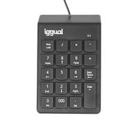 iggual Tastiera numerica USB per PC- Compatta 19 Tasti con Triple 0 e LED Bloq Num - Mini tastiera portatile Plug & Play per Windows - Base antiscivolo - Nero