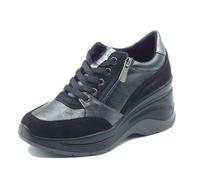 IGI&Co 8655800 Scam Nero Sneakers con Zeppa Alta per Donna in Nabuk con Lacci e Lampo (Taglia 36)
