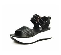 Igi&Co D.Sirena, Sandali con Zeppa Donna, Nero-Grigio Scuro, 37 EU