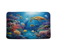 Igienizzante Tappeto da Cucina Underwater World Blue Ocean Sea Turle Tropical Fish Colorful Coral Jellyfish Marine Life Deep Sea Tappeti barriera Tappetino WC 40×60cm per Cucina,Doccia,Corridoio