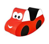 IGLU Soft Play Cavallo a dondolo per bambini, giocattolo a dondolo (Red) | Schiuma Firm Step | Pelle Vegana | Certificato CE | Movimento Dondolante Rilassante | Facile da Pulire